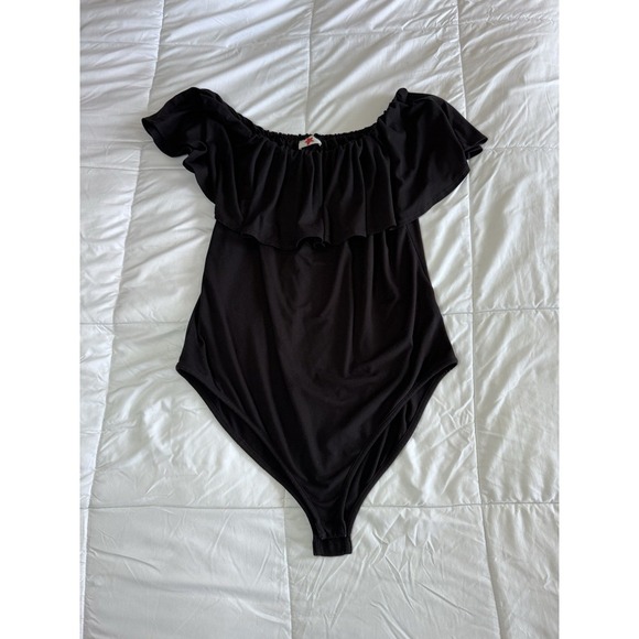 Boutique Off The Shoulder bodysuit Black Size 3xl Tank Brief Soft Stretchy EUC - Picture 1 of 7